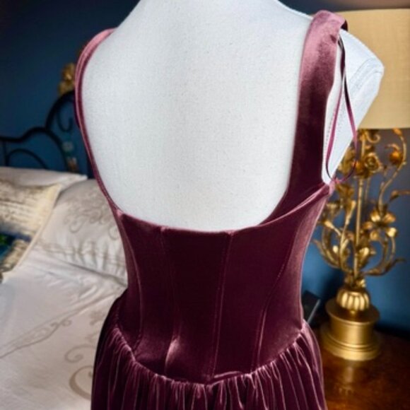 Zara Burgundy Velvet Corset Mini Dress - Picture 9 of 16